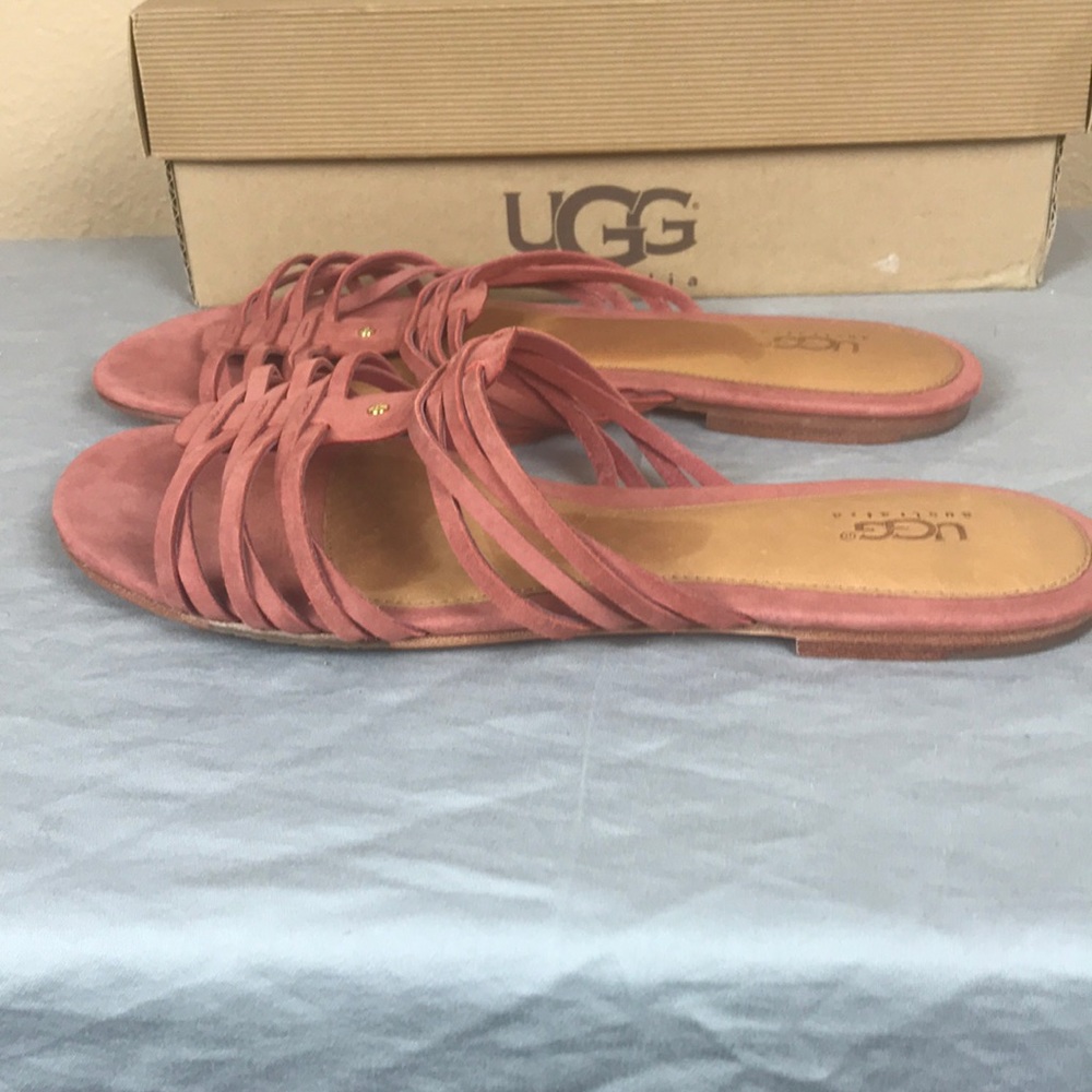 NIB UGG Australia pink leather Size 10 sandals